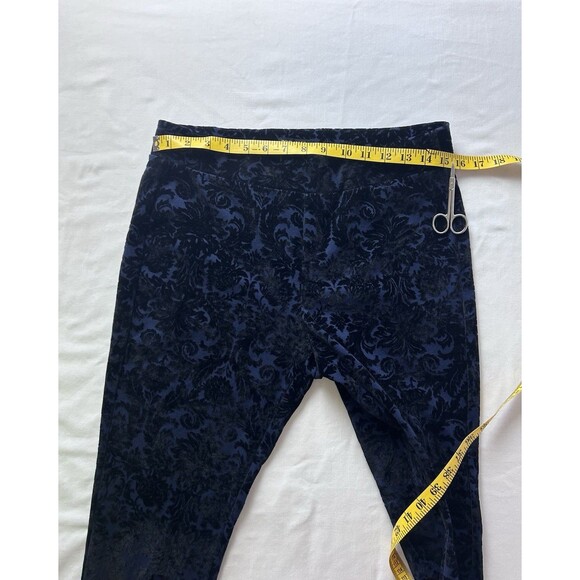 Roz & Ali Womens Medium Blue Black Floral Burnout Pants - Picture 4 of 9